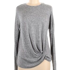 A new day light grey knit twist accent long sleeve top L